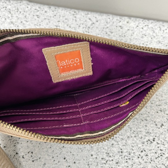 Latico NJ USA Leather Wristlet Clutch Purse Bag Taupe Tan - Picture 6 of 7